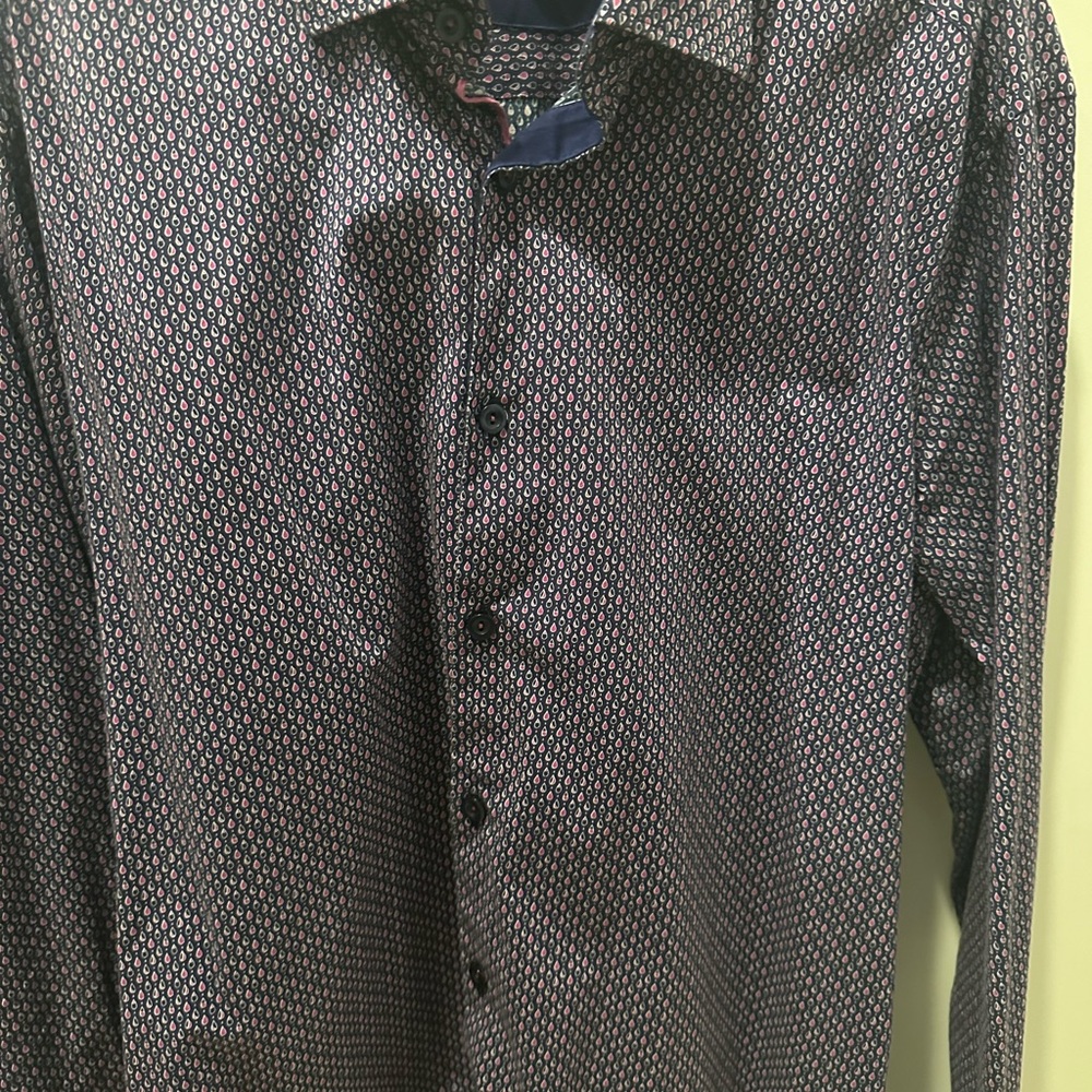 Stone Rose Black and Red Casual Button Down Shirt